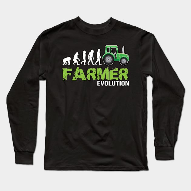 Evolution of a farmer - Funny tractor farming gift Long Sleeve T-Shirt by Shirtbubble